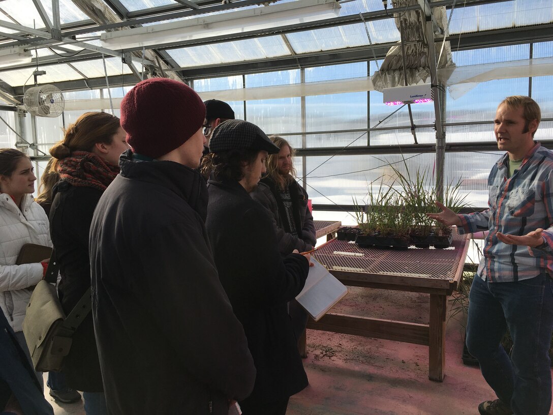 Students from Keene State College recently visited the U.S. Army Engineer Research and Development Center’s Cold Regions Research and Engineering Laboratory’s greenhouse where they were provided a program overview by Brandon Booker, a research physical scientist with the Biogeochemical Sciences Branch. Booker’s research interest is primarily in conservation ecology. The CRREL greenhouse is Army funded with a mission to maintain Army training corridors.