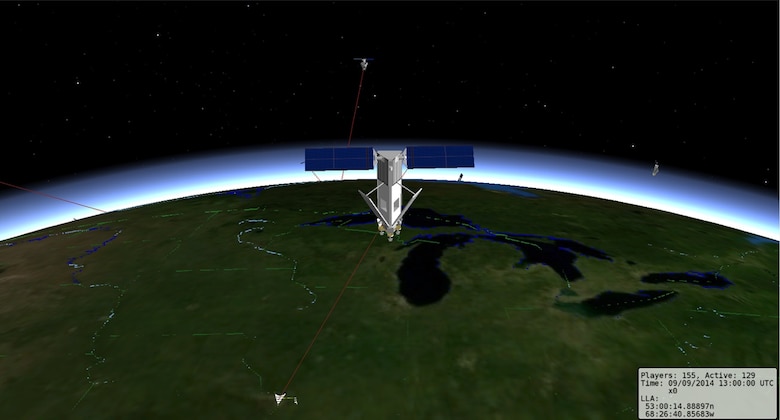 A screen shot from the Advanced Framework for Simulation, Integration and Modeling software is shown. AFSIM is a powerful, flexible software simulation tool for use in research and development (R&D), operations analysis, and experimentation communities. The software covers domains from sub-surface to space and can be used to assess how military systems function throughout the course of a mission. The Air Force Research Aerospace Systems Directorate used Information Transfer Agreements to transfer AFSIM to 80 industry partners for development and evaluation. (U.S. Air Force graphic / AFRL Aerospace Systems Directorate)