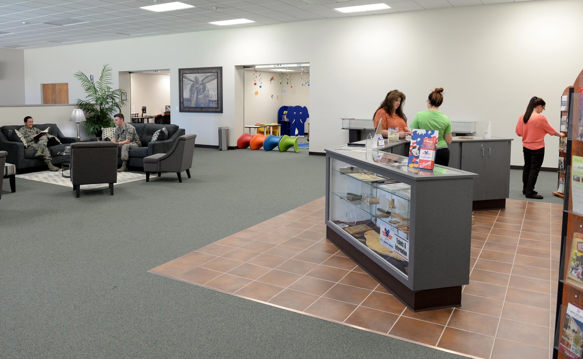 Team BLAZE members utilize the services of the BLAZE Commons March 8, 2017, at Columbus Air Force Base, Mississippi. Once completed, the BLAZE Commons will include a full service coffee shop, complete with a drive-thru. The library section is currently open 11 a.m. - 5 p.m.  Monday – Friday. (U.S. Air Force photo by Senior Airman John Day)