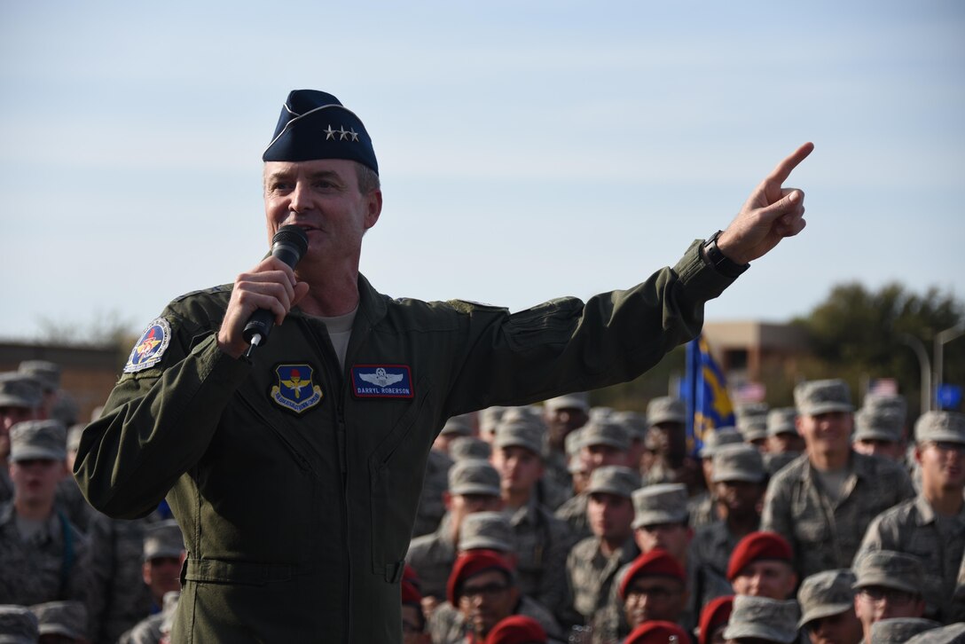 Air Education and Training Command leadership held the Spring 2017 Senior Leader Conference at Sheppard Air Force Base, Texas, March 6-20, 2017. Lt. Gen. Darryl Roberson, AETC commander, and Chief Master Sgt. Dave Staton, AETC command chief, along with over one hundred senior officer, enlisted and civilian leadership, came together for critical discussions on significant issues as part of a biannual conference focused on bettering the command’s mission, Airmen and capabilities. While at Sheppard, Roberson and his team of senior leaders participated in events such as a dinner hosted by the Sheppard Military Affairs Committee, the AETC 2016 Outstanding Airmen of the Year Banquet, and an 82nd Training Wing Drill Down.
