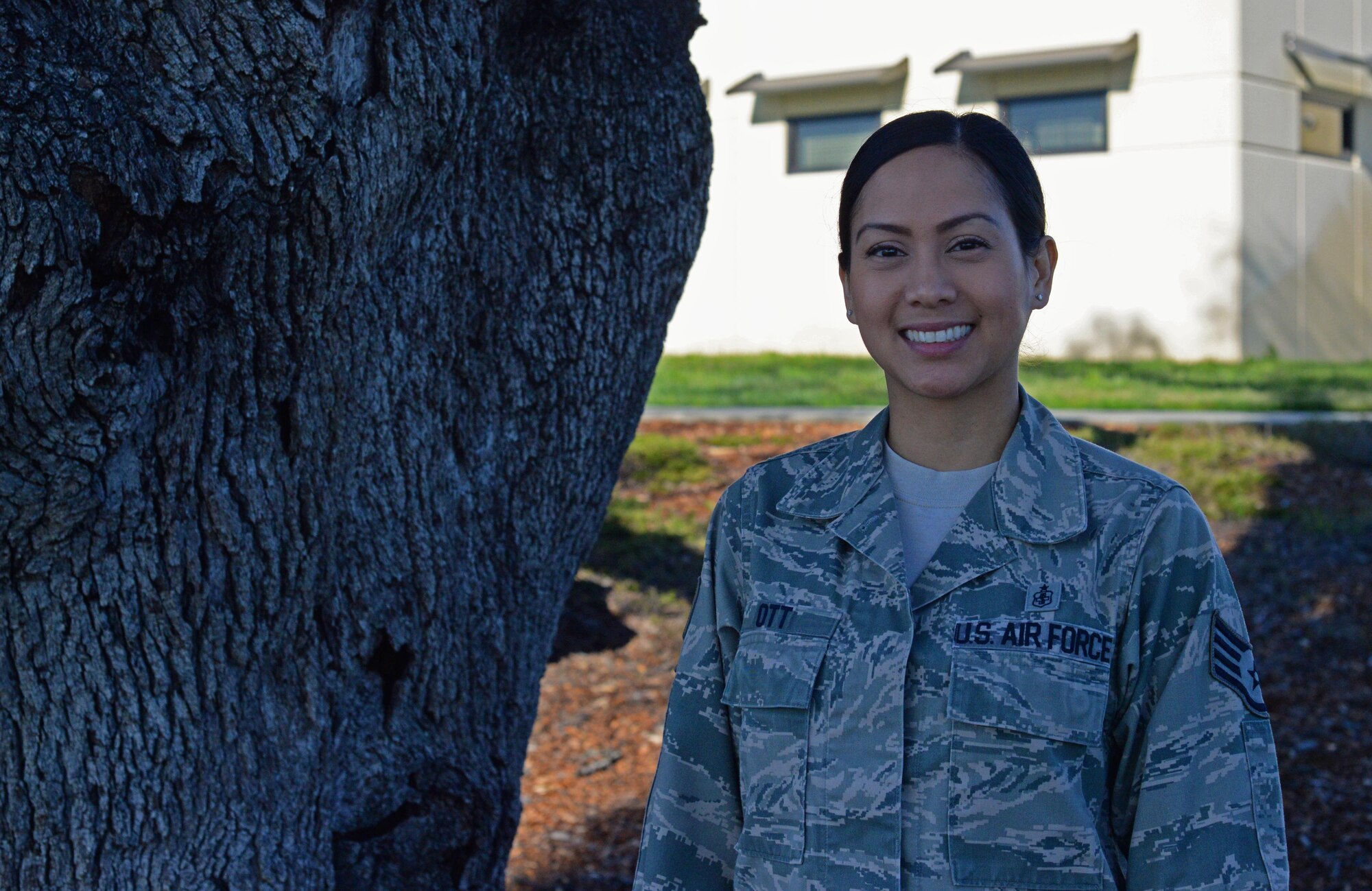 Staff Sgt. Christina Ott, 9th Medical Operations Squadron noncommissioned officer in charge of family health, poses for a photo, March 2, 2017. (U.S. Air Force photo/Airman 1st Class Tommy Wilbourn)