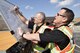 Clifton Nance, 72nd Civil Engineer incident operations chief, writes notes on a base map while Terry Ford, 72nd CE incident commander, gives information and updates during the War Wagon 17-01 natural disaster preparedness exercise and tornado drill Feb. 27, 2017, Tinker Air Force Base, Oklahoma. Due to the frequent occurance of tornados and damaging weather in the region, Tinker AFB regularly holds exercises to ensure appropriate responses by the population and emergency crews. (U.S. Air Force photo/Greg L. Davis)