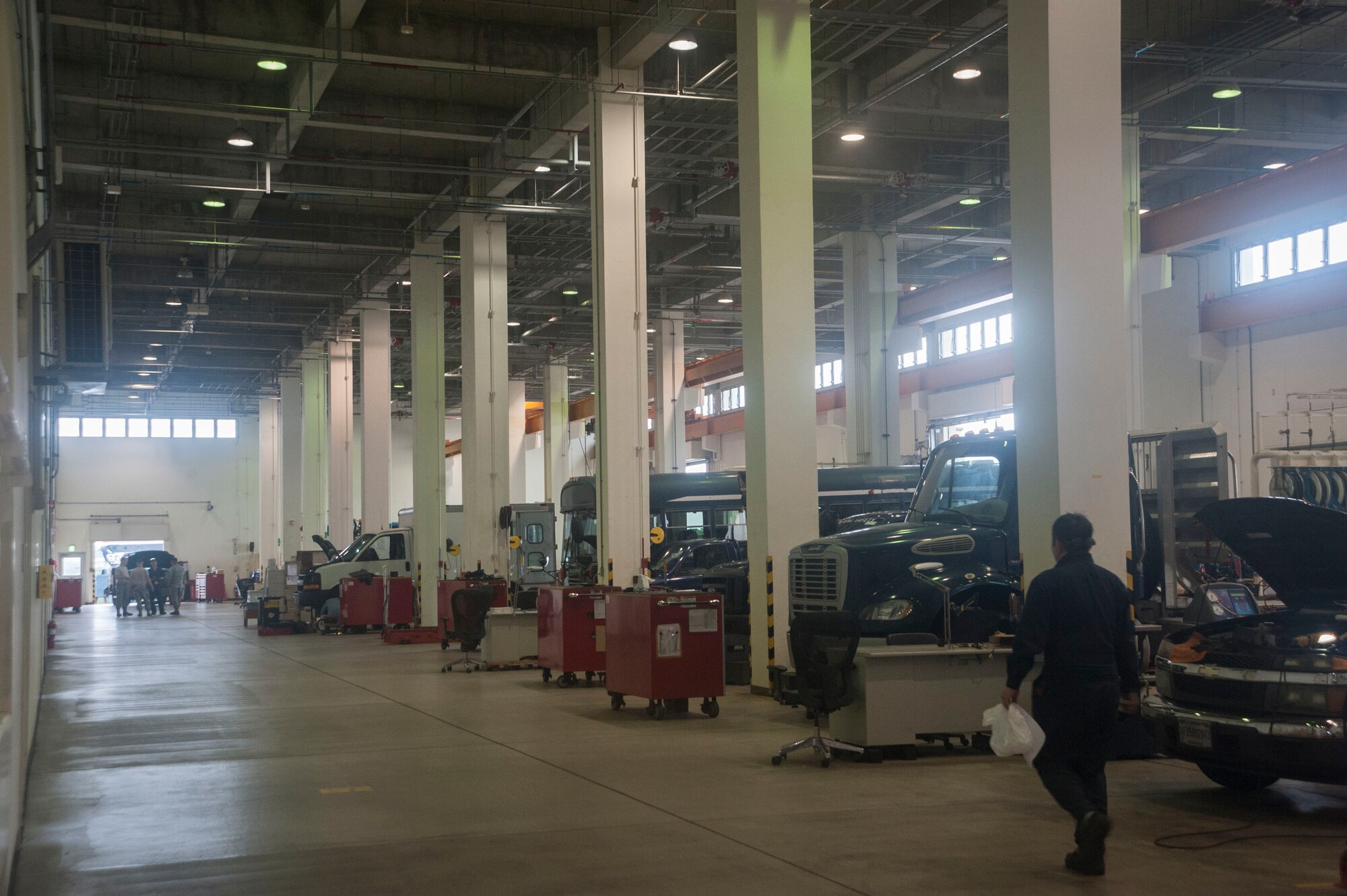 The 18th Logistics Readiness Squadron conducts daily operations March 13, 2017, at Kadena Air Base, Japan. The 18th LRS Airmen work hand-in-hand with their civilian counterparts to make up the largest LRS in the Air Force, numbering more than 750 personnel. (U.S. Air Force photo by Airman 1st Class Quay Drawdy)