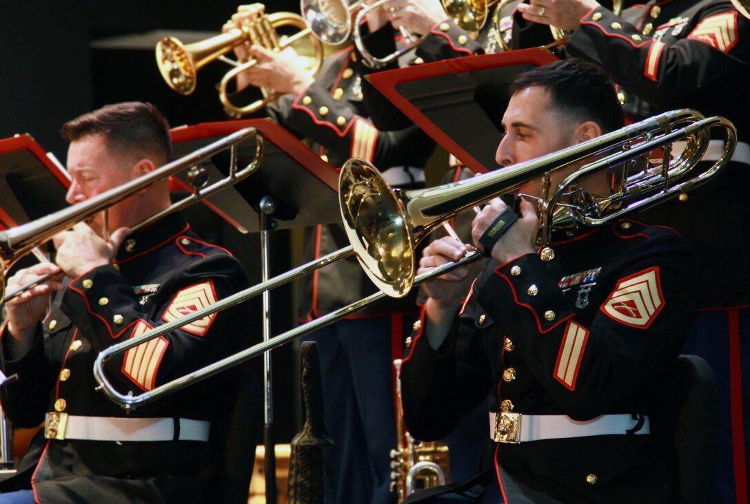 Musicians with the Marine Corps Jazz Orchestra perform at the Orange County School of the Arts Concert Hall, Mar. 1, 2017. This is the first of many upcoming performances throughout California that showcase the United States Marine Corps’ gratitude and appreciation for the American people through the power of music, and highlights the talents of Marine musicians in a way that inspires others to join their ranks. Formed in 2008, the Marine Corps Jazz Orchestra has included members from the world-renowned “The Commandants Own” U.S. Marine Drum and Bugle Corps, and “The President’s Own” U.S. Marine Band, as well as the 10 elite U.S. Marine Corps Field Bands.