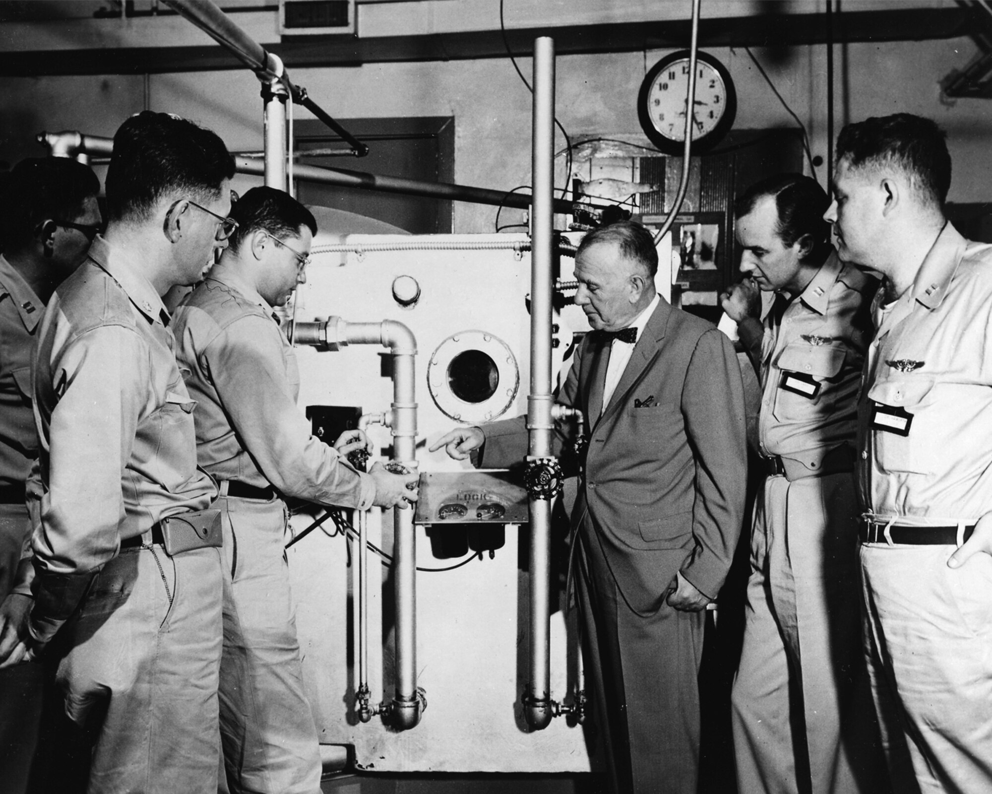 In the 1930s, high-altitude civilian aviators also tested equipment examining pressure suits that resembled deep sea divers. However, it was research efforts in the 1950s that explored pilots breathing pure oxygen, using simulated pressurized cabins, and later sealed cabins that yielded a way forward.