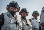 Gen. Vincent K. Brooks, commander, United Nations Command/Combined Forces Command/U.S. Forces Korea, right, Gen. Lee, Sun Jin, chairman of the Republic of Korea Joint Chiefs of Staff, left, and Gen. Leem, Ho-young, deputy commander, Combined Force, Republic of Korea, center, observe flight operations on the aircraft carrier USS Carl Vinson (CVN 70) flight deck, March 12. The Carl Vinson Carrier Strike Group is on a regularly scheduled Western Pacific deployment as part of the U.S. Pacific Fleet-led initiative to extend the command and control functions of U.S. 3rd Fleet. U.S Navy aircraft carrier strike groups have patrolled the Indo-Asia-Pacific regularly and routinely for more than 70 years. (U.S. Navy photo by Mass Communication Specialist 2nd Class Sean M. Castellano/Released)