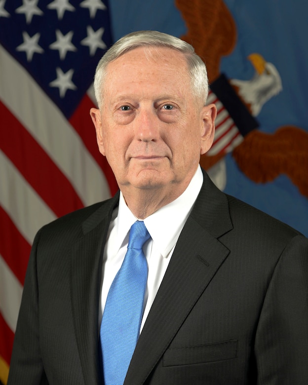 James N. Mattis, the 26th Secretary of Defense, poses for his official portrait in the Army portrait studio at the Pentagon in Arlington, Virginia, Jan 25, 2017.  (U.S. Army photo by Monica King/Released)