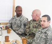 LTG Charles D. Luckey, Commanding General of U.S. Army Reserve Command, talks to U.S. Army Reserve Soldiers during breakfast at Operation Cold Steel at Fort McCoy, Wis., March 10, 2017. Operation Cold Steel is the U.S. Army Reserve's crew-served weapons qualification and validation exercise to ensure that America's Army Reserve units and soldiers are trained and ready to deploy on short-notice and bring combat-ready and lethal firepower in support of the Army and our joint partners anywhere in the world. (U.S. Army Reserve photo by Staff Sgt. Debralee Best, 84th Training Command Public Affairs)