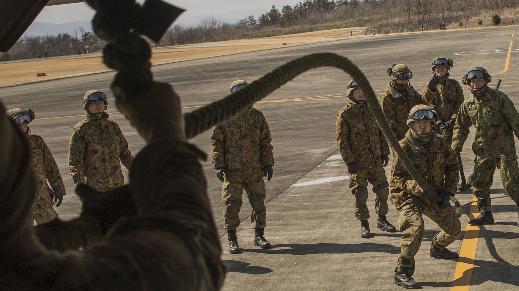 JGSDF Fast Rope Out of an Osprey