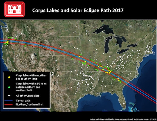 Corps lakes solar eclipse path 2017