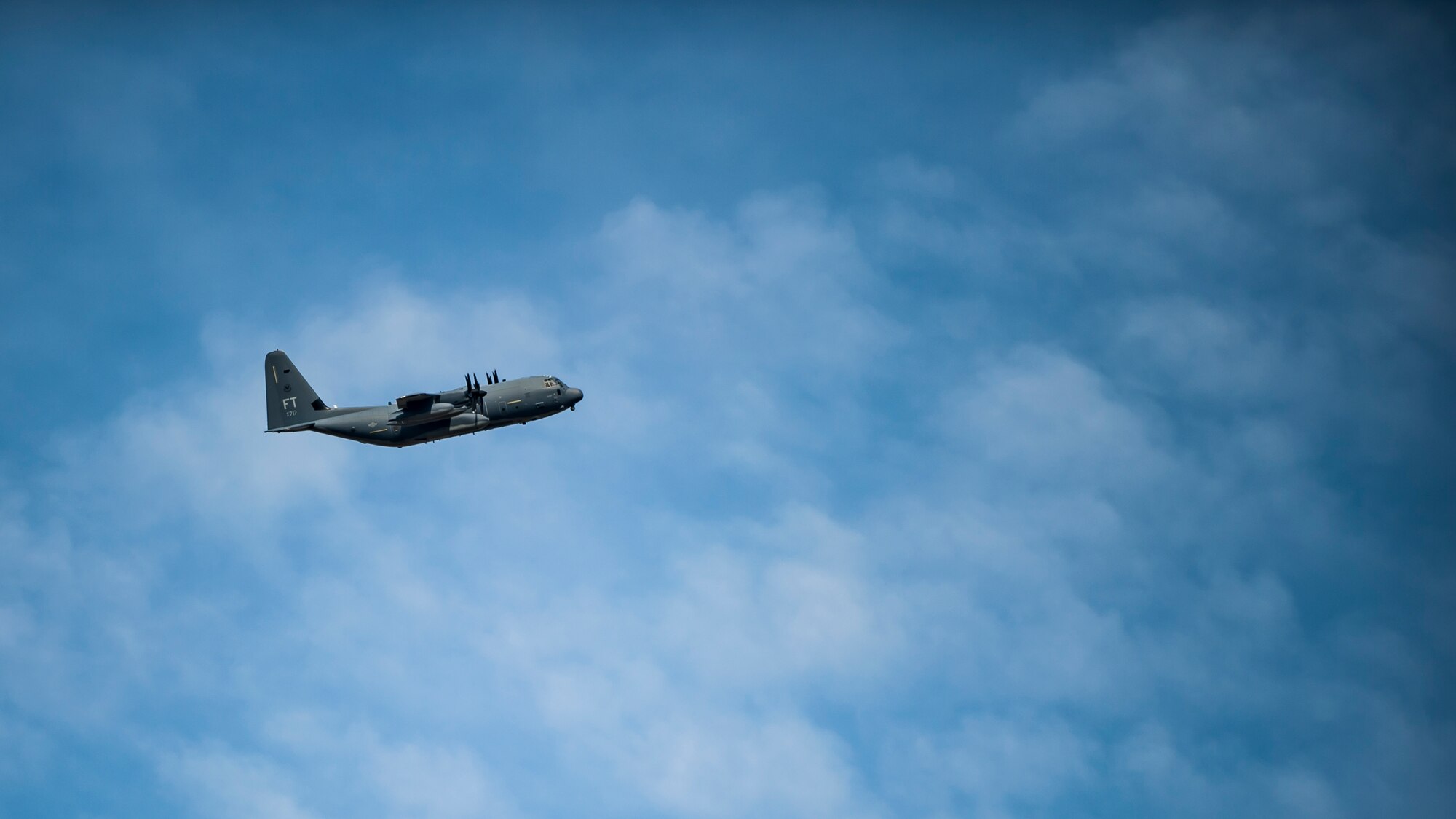 A HC-130J Combat King II, from the 79th Rescue Squadron, full of pararescuemen from the 308th Rescue Squadron flies to location where a simulated patient awaits treatment, March 2, 2017, at the Orchard Combat Training Center in Idaho, during pre-deployment training for the 305th Rescue Squadron. The 305th RQS, located at Davis-Monthan Air Force Base, Ariz., is conducting training at the Idaho Air National Guard’s Orchard Combat Training Center, a 143,000-acre live-fire range located south of Boise, Idaho, to hone all of their search and rescue procedures before heading to Southwest Asia. (U.S. Air Force photo/Staff Sgt. Jared Trimarchi)