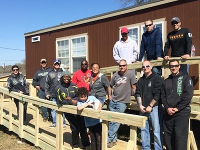 Soldiers from 232nd Medical Battalion’s Company C at Joint Base San Antonio-Fort Sam Houston volunteered with the Texas Ramp Project Feb. 25 to build wheelchair ramps for a needy recipients.