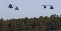 Army Reserve UH-60 Black Hawk helicopters from 8th Battalion, 229th Aviation Regiment, based out of Fort Knox, Ky., approach Lakehurst Maxfield Field during a multi-component airfield seizure training exercise between the Army Reserve and the 101st Airborne Division (Air Assault) on March 13, 2017, to kick off Warrior Exercise 78-17-01. Several Army Reserve organizations including the Army Reserve Aviation Command, 84th Training Command, 78th Training Division, and members of the 200th Military Police Command helped Easy Company, 2nd Battalion, 506th Parachute Infantry Regiment, 101st Airborne Division conduct the mission. Roughly 60 units from the U.S. Army Reserve, U.S. Army, U.S. Air Force, and Canadian Armed Forces are participating in the 84th Training Command’s joint training exercise, WAREX 78-17-01, at Joint Base McGuire-Dix-Lakehurst from March 8 until April 1, 2017; the WAREX is a large-scale collective training event designed to assess units’ combat capabilities as America’s Army Reserve continues to build the most capable, combat-ready, and lethal Federal Reserve force in the history of the Nation. (Army Reserve Photo by Master Sgt. Mark Bell / Released)