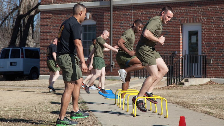 Faculty advisors at the Marine Corps Base Quantico Staff Noncommissioned Officer Academy mentor and monitor Marine students during physical training at MCB Quantico, Virginia, Mar. 8, 2017. Enlisted Marines come to Quantico in order to be qualified and teach as a faculty advisor, a role that helps facilitate hundreds of Marines a year in their resident professional military education.