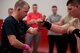 Staff Sgt. Justin Talbert and Senior Airman Brandon Strickland, members of the 138th Security Forces Squadron, demonstrate combative techniques during annual training on Feb. 11, 2017 in Collinsville, OK. Talbert leads this training for the 138th SFS airmen each year to ensure mission readiness. (U.S. Air Force photo by Senior Airman Rebecca Imwalle)