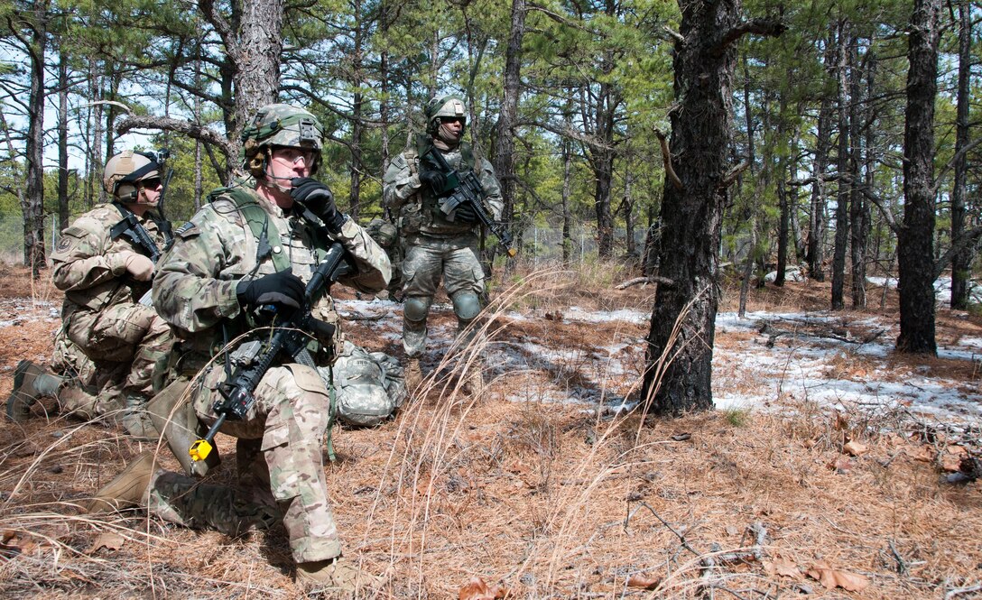 Army Soldiers assigned to the 101st Airborne Division (Air Assault), engage enemy forces at Lakehurst Maxfield Field during a multi-component airfield seizure training exercise with the Army Reserve and the 101st Airborne Division on March 13, 2017 to kick off Warrior Exercise 78-17-01. Several Army Reserve organizations including the Army Reserve Aviation Command, 84th Training Command, 78th Training Division, and members of the 200th Military Police Command helped Easy Company, 2nd Battalion, 506th Parachute Infantry Regiment, 101st Airborne Division conduct the mission. Roughly 60 units from the U.S. Army Reserve, U.S. Army, U.S. Air Force, and Canadian Armed Forces are participating in the 84th Training Command’s joint training exercise, WAREX 78-17-01, at Joint Base McGuire-Dix-Lakehurst from March 8 until April 1, 2017; the WAREX is a large-scale collective training event designed to assess units’ combat capabilities as America’s Army Reserve continues to build the most capable, combat-ready, and lethal Federal Reserve force in the history of the Nation.