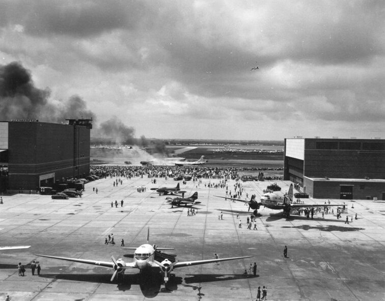 Crowds gather at Tinker Air Force Base's Open House in 1955.