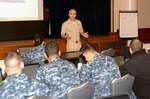 Senior Chief Petty Officer Marco Valenciaheredia, a Navy career force recruiter with Navy Recruiting Command’s National Assessment and Assistance Team, provides training to recruiters of Navy Recruiting District San Antonio during a Leading Petty Officers Conference held at the Parr Officers Club at Joint Base San Antonio-Randolph March 13-14. 