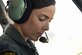 Capt. Jamie LaRivee, a 21st Airlift Squadron C-17 Globemaster III pilot, simulates aircraft procedures at Travis Air Force Base, Calif., March 14, 2017. LaRivee's mother was in the first class of female cadets at the Air Force Academy. (U.S. Air Force photo/Senior Airman Sam Salopek)