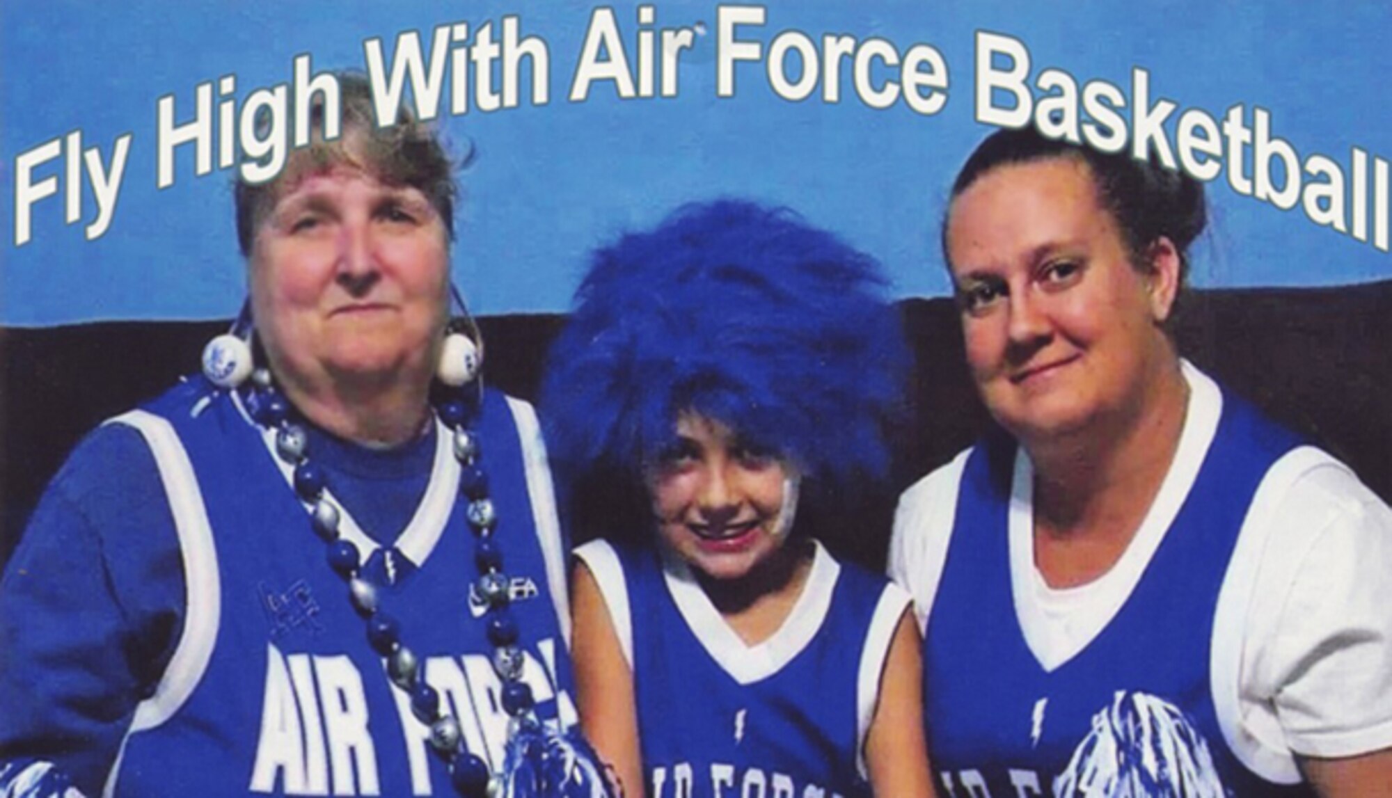 U.S. Air Force Academy supporters Bonnie Bonnin (left), her granddaughter Kayla (middle), and daughter Kim Williams, were featured on a 2014 Falcons basketball season billboard on Interstate 25 near Monument, Colorado. Carey Bonnin (not seen), his wife Bonnie, and Kim are Academy employees who have supported the school for decades as Falcons fans and cadet sponsors. (Courtesy photo)   