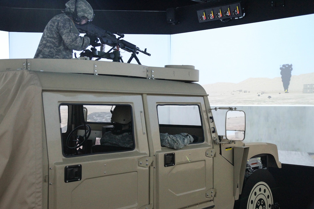 U.S. Army Reserve Soldiers with the 327th Engineer Company, 416th Theater Engineer Command, complete a gunnery validation table in the Reconfigurable Vehicle Tactical Trainer during Operation Cold Steel at Fort McCoy, Wis., March 12, 2017. Operation Cold Steel is the U.S. Army Reserve's crew-served weapons qualification and validation exercise to ensure that America's Army Reserve units and soldiers are trained and ready to deploy on short-notice and bring combat-ready and lethal firepower in support of the Army and our joint partners anywhere in the world. (U.S. Army Reserve photo by Staff Sgt. Debralee Best, 84th Training Command)