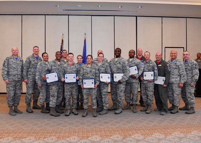 Joint Base Charleston leadership recognized 13 master sergeants selected for promotion to senior master sergeant during the release party at the Charleston Club, March 3, 2017. Family members and coworkers joined the promotees for the celebration.