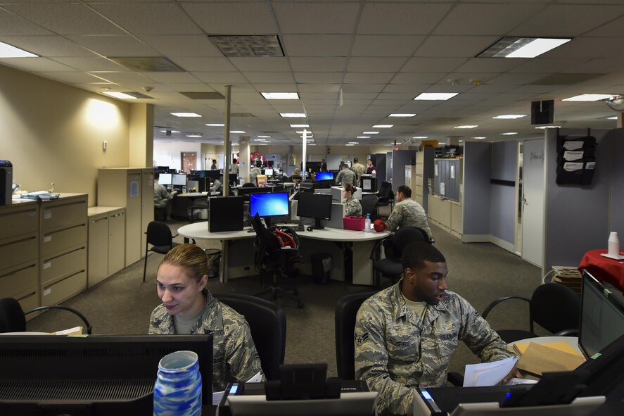 Air Commandos with the 1st Special Operations Force Support Squadron perform daily duties at the Military Personnel Flight on Hurlburt Field, Fla., March 14, 2017. Personnelists with the 1st SOFSS are broken into five sections: assignments, force management, promotions, re-enlistment and extensions, and retirement and separations. They are responsible for ensuring that Air Commandos have the correct paperwork to remain ready to execute operations. (U.S. Air Force photo by Airman 1st Class Joseph Pick)