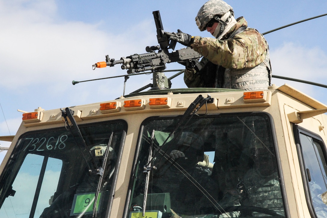 FORT MCCOY, Wis. - A U.S. Army Reserve Soldier with the 76th Operational Response Command, clears his weapon prior to beginning the blank-fire range during Operation Cold Steel at McCoy, Wis., March 14, 2017. Operation Cold Steel is the U.S. Army Reserve's crew-served weapons qualification and validation exercise to ensure that America's Army Reserve units and soldiers are trained and ready to deploy on short-notice and bring combat-ready and lethal firepower in support of the Army and our joint partners anywhere in the world. (U.S. Army Reserve photo by Staff Sgt. Debralee Best, 84th Training Command)