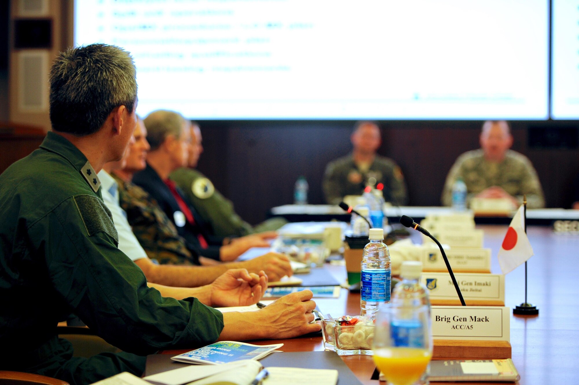 Koku-Jieitia (Japan Air Self-Defense Force) Maj. Gen. Koji Imaki, 3rd Air Wing commander, asks a questions a Subject Matter Expert panel a question about F-35 Lightning II deployment operations during the Pacific F-35 Symposium at Joint Base Pearl Harbor-Hickam, Hawaii, March 15, 2017. The symposium is a Pacific Air Forces-hosted event that brings together the four Pacific members of the F-35 program: Japan, Australia, the Republic of Korea and the U.S. While attending the event, senior officers, warfighters and F-35 experts discussed a range of topics related to integrating the F-35 into multilateral air operations in the Indo-Asia-Pacific. The U.S. currently flies the F-35B out of Marine Corps Air Station Iwakuni, Japan, and is scheduled to field two additional squadrons at Eielson AFB, Alaska, starting in 2020. Australia and Japan are already flying their own F-35s and the ROK is projected to receive its first in 2018. (U.S. Air Force photo by Master Sgt. George Maddon)