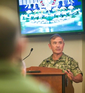 U.S. Navy Adm. Harry Harris, U.S. Pacific Command commander, gives his closing remarks during the Pacific F-35 Symposium at Joint Base Pearl Harbor-Hickam, Hawaii, March 15, 2017. The symposium is a Pacific Air Forces-hosted event that brings together the four Pacific members of the F-35 program: Japan, Australia, the Republic of Korea and the U.S. While attending the event, senior officers, warfighters and F-35 experts discussed a range of topics related to integrating the F-35 into multilateral air operations in the Indo-Asia-Pacific. The U.S. currently flies the F-35B out of Marine Corps Air Station Iwakuni, Japan, and is scheduled to field two additional squadrons at Eielson AFB, Alaska, starting in 2020. Australia and Japan are already flying their own F-35s and the ROK is projected to receive its first in 2018. 