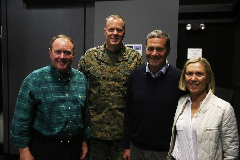 Maj. Gen. Mark Wise, second from left, commanding general of 3rd Marine Aircraft Wing, poses with members from the American Academy of Orthopaedic Surgeons (AAOS) at Marine Corps Air Station Miramar, Calif., March 15. AAOS surgeons and their spouses exchanged best medical practices with their counterparts and flew in four flight simulators while learning about the different aircraft with 3rd MAW. (U.S. Marine Corps photo by Sgt. David Bickel/Released)