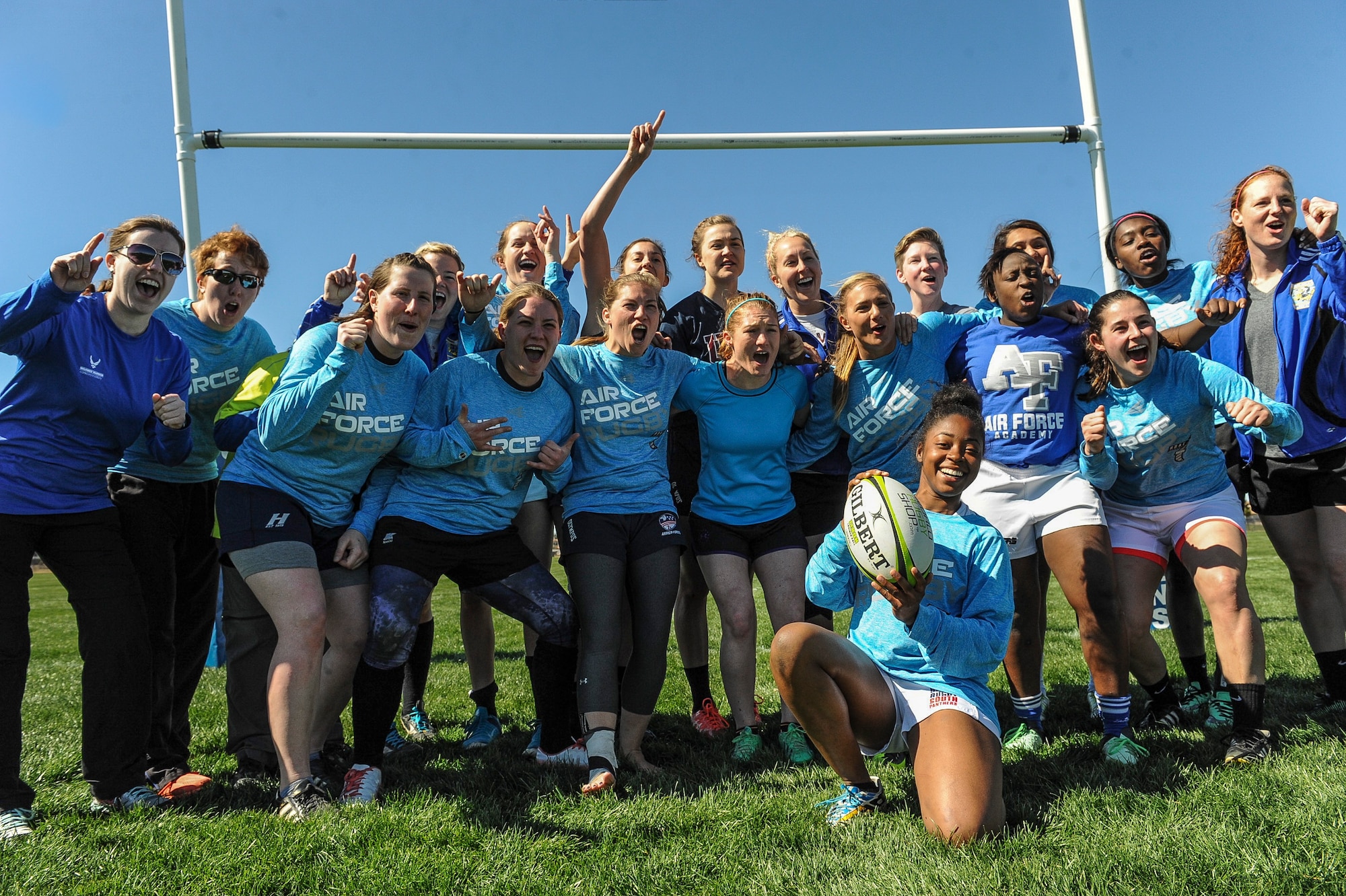 The Air Force women’s rugby sevens team huddles together after a practice in Las Vegas, March 1, 2017. The team, the Air Force’s first official women’s rugby team, is made up of 19 women from around the Air Force. (U.S. Air Force photo by Staff Sgt. Siuta B. Ika)