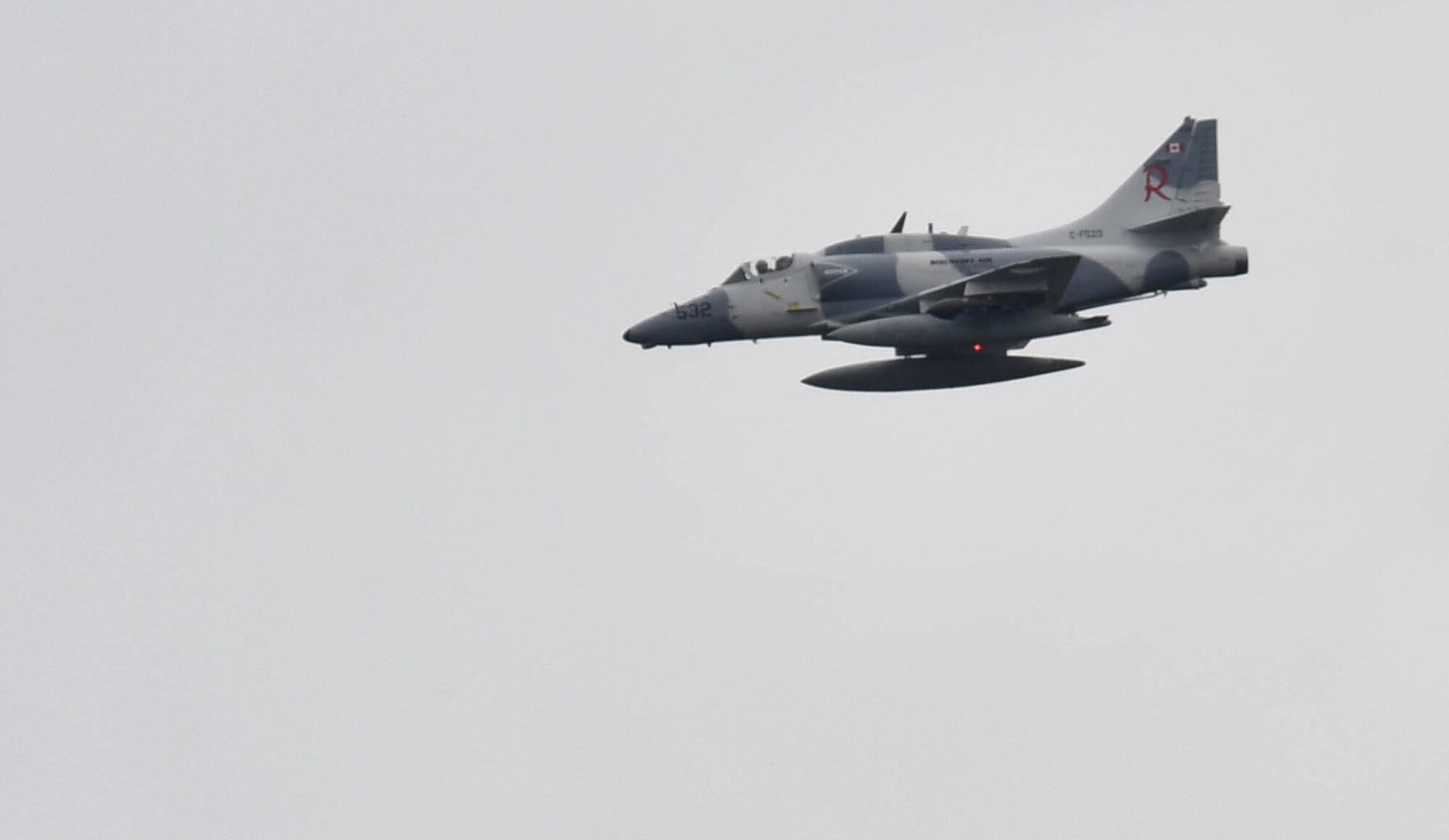 An A-4 Skyhawk flies in to attack a target during the U.S. Air Forces in Europe Air-Ground Operations School’s Joint Terminal Attack Controller Qualification Course at Grafenwoehr Training Area, Germany, March 14, 2017. The JATCQC students participated in a variety of scenarios, in which they talked with F-16 Flying Falcon and A-4 pilots to lead them to a target during the training. (U.S Air Force photo by Senior Airman Tryphena Mayhugh)