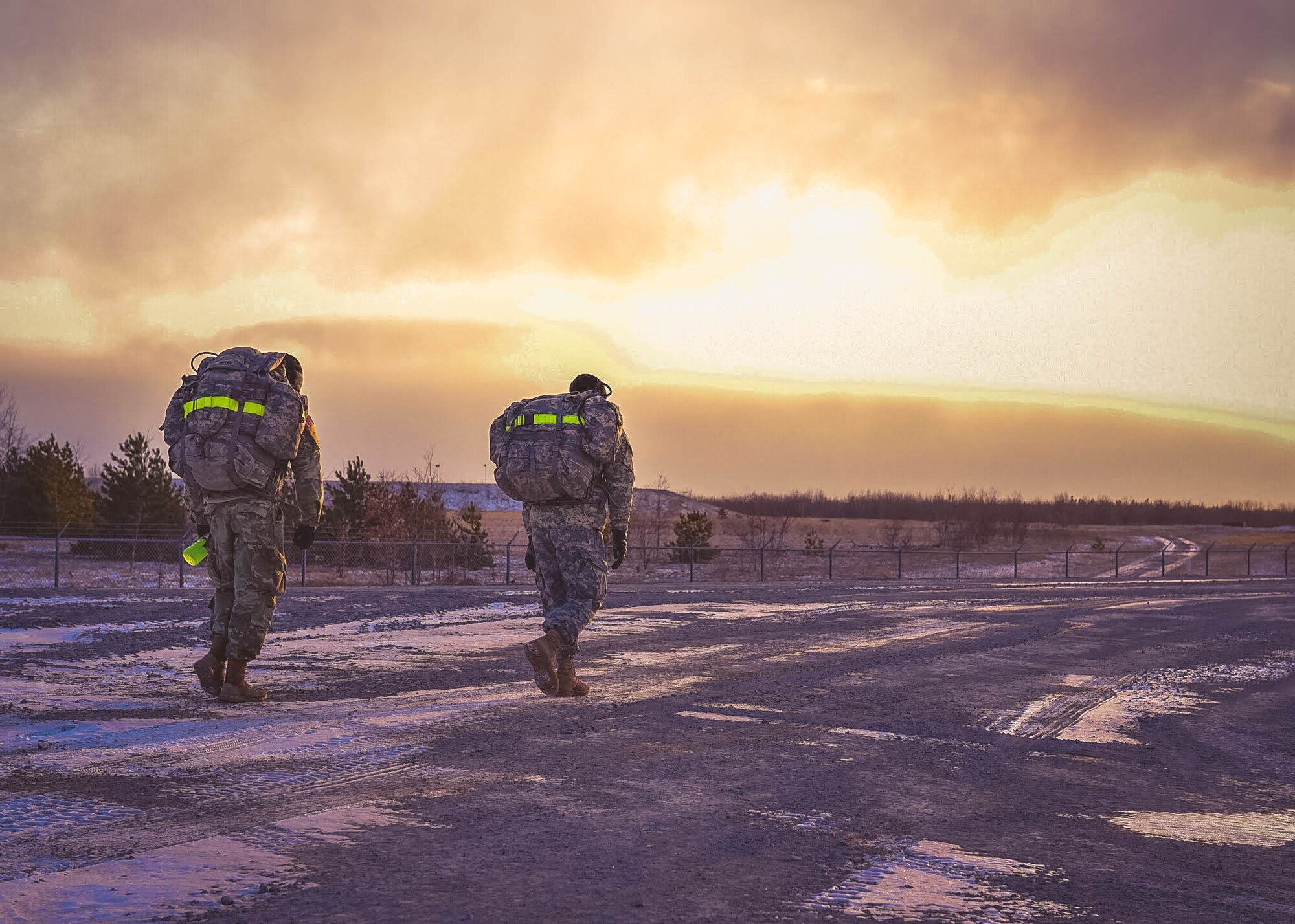 Two U.S. Army soldiers participate in the final leg of the German Armed Forces Badge for military Proficiency (GAFBP) competition in Ft. Drum, N.Y. on Saturday, March 11, 2017. Temperatures hovered around zero degrees Fahrenheit during the all-day event. (U.S. Air Force photo by Staff Sgt. Richard Mekkri)