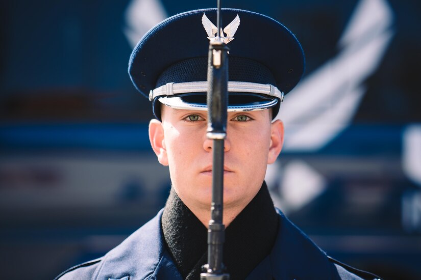 Airman 1st Class Daniel Smith, U.S. Air Force Honor Guard member, holds an M-1 Garand rifle prior to the start of the 46th Annual St. Patrick’s Day Parade in Washington, D.C., March 12, 2017.  The parade featured several military bands and ceremonial units along with more than 100 participating groups from the local area. (U.S. Air Force photo by Senior Airman Delano Scott)