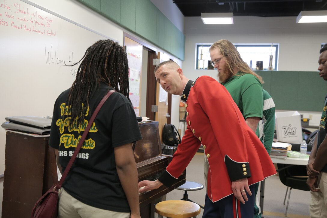 On March 10, 2017 a Marine jazz combo performed at Surrattsville High School in Clinton, Md., as part of their Friday Free Your Mind program. (U.S. Marine Corps photo by Master Sgt. Kristin duBois/released)
