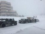 During the height of Winter Storm Stella, Pennsylvania National Guard members assisted the Pennsylvania State Police, Pennsylvania Department of Transportation and local first responders in the transporting of a 23-month-old baby in need of an emergency medical procedure from Mt. Pocono Medical Center in East Stroudsburg to Geisinger Children’s Hospital in Danville March 14, 2017.