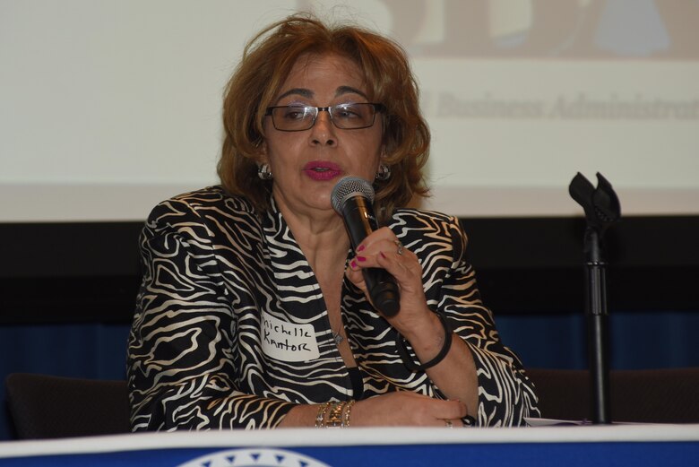 Michelle Kantor, a lawyer with McDonald-Hopkins, answers questions about Small Business Administration Mentor-Protégé Program agreements during the 6th Annual Small Business Industry Day at the Tennessee Small Business Development Center at Tennessee State University in Nashville, Tenn.