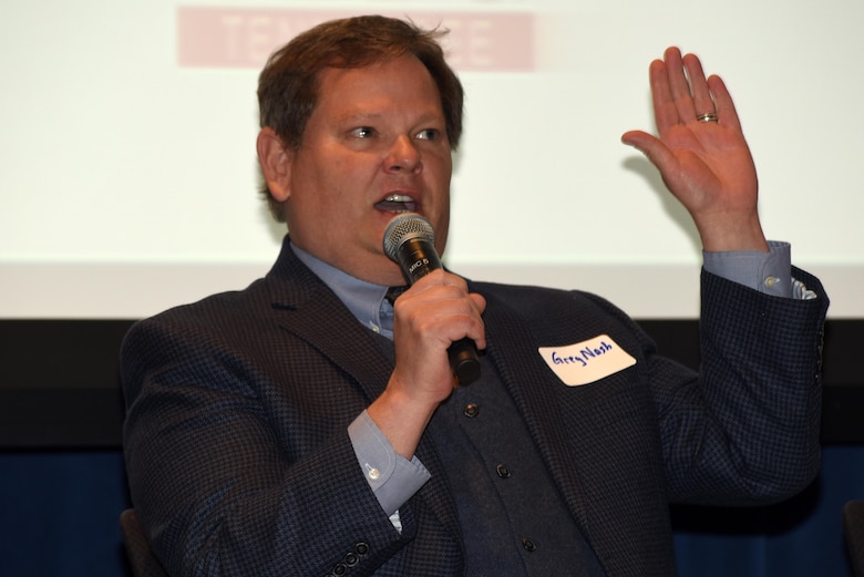 Greg Nash of Bonds Southeast explains that bonds are a third-party guarantee to a government entity that is required by law that ensures the work will be completed and all bills paid under a contract.  He spoke during a panel session during the 6th Annual Small Business Industry Day at the Tennessee Small Business Development Center at Tennessee State University in Nashville, Tenn.