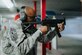 Chief Master Sgt. of the Air Force Kaleth O. Wright shoots an MP5 submachine gun at the firing range at Joint Base Andrews, Md., March 14, 2017. Wright’s visit afforded him the opportunity to learn from and interact with Airmen of the 11th Security Support Squadron. (U.S. Air Force photo by Senior Airman Delano Scott) 