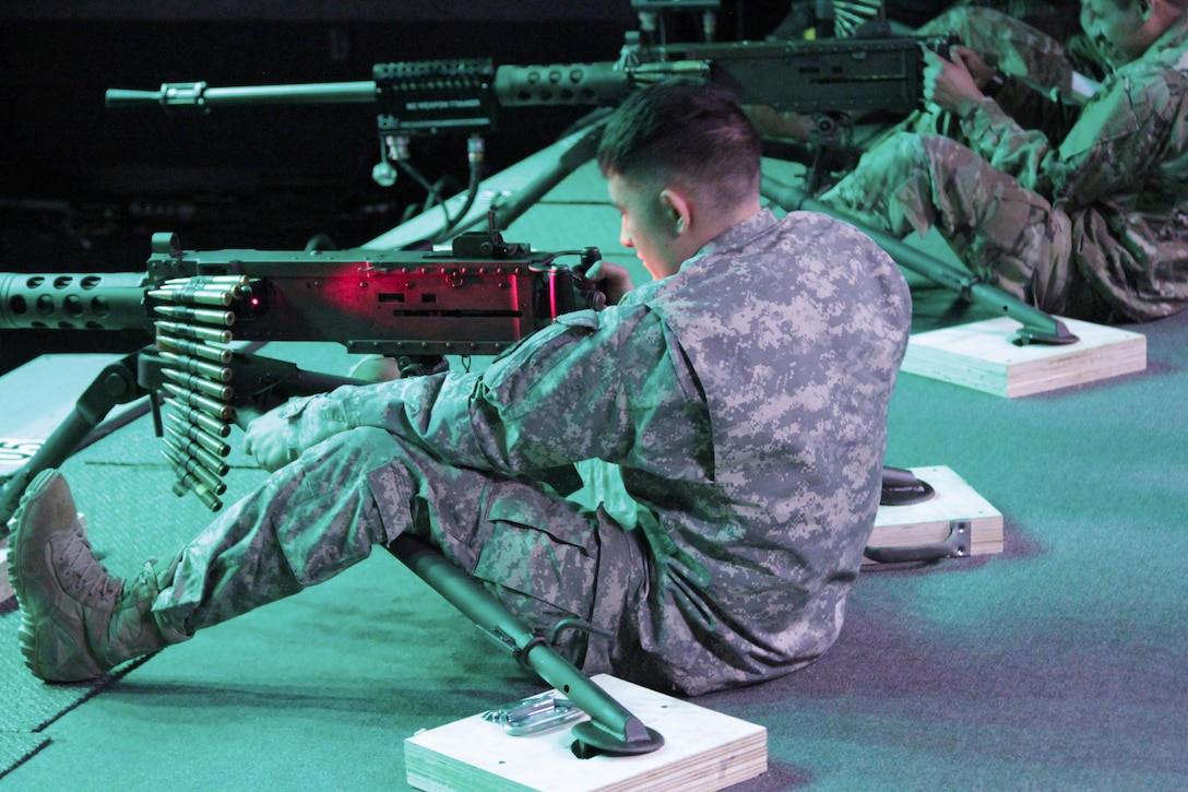 Soldiers of the 371st Chemical Company out of Greenwood, S.C., are conducting Engagement Skills Trainer (EST) during Operation Cold Steel held at Fort McCoy, Wis., March 10, 2017.  According to the Acquisition Support Center website, EST is designed to simulate live weapon training events that directly support individual and crew-served weapons qualification, including collective and escalation-of-force exercises in a controlled environment. It provides detailed feedback to the individual fire team/squad that covers the fundamentals of marksmanship, fire control and distribution of fires.
Operation Cold Steel is a new individual/crew and collective live fire exercise in the Army Reserve taking place Mar 8 to April 25 at Fort McCoy, Wis. The crew-served and platform qualifications are identified as key foundational elements of a unit’s training assessments.  In accordance with “Objective T” requirements for 76th Division (OR) Army Early Response Forces (AERF) units, all units must now conduct annual crew-served and platform qualifications in accordance to meet directed readiness objectives.  The intent of the AERF is to preserve readiness and increase responsiveness of select capabilities required for contingent sourcing. The AERF construct will accomplish this intent by providing predictable requirements for reserve units.