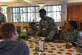 U.S. Air Force Master Sgt. Atricia Trice, 20th Logistics Readiness Squadron first sergeant, serves an Airman his meal during a birthday dinner at Shaw Air Force Base, S.C., March 15, 2017. Leadership from around the 20th Fighter Wing served their Airmen dinner and spent time with them while they ate to show their appreciation. (U.S. Air Force photo by Airman 1st Class Destinee Sweeney)