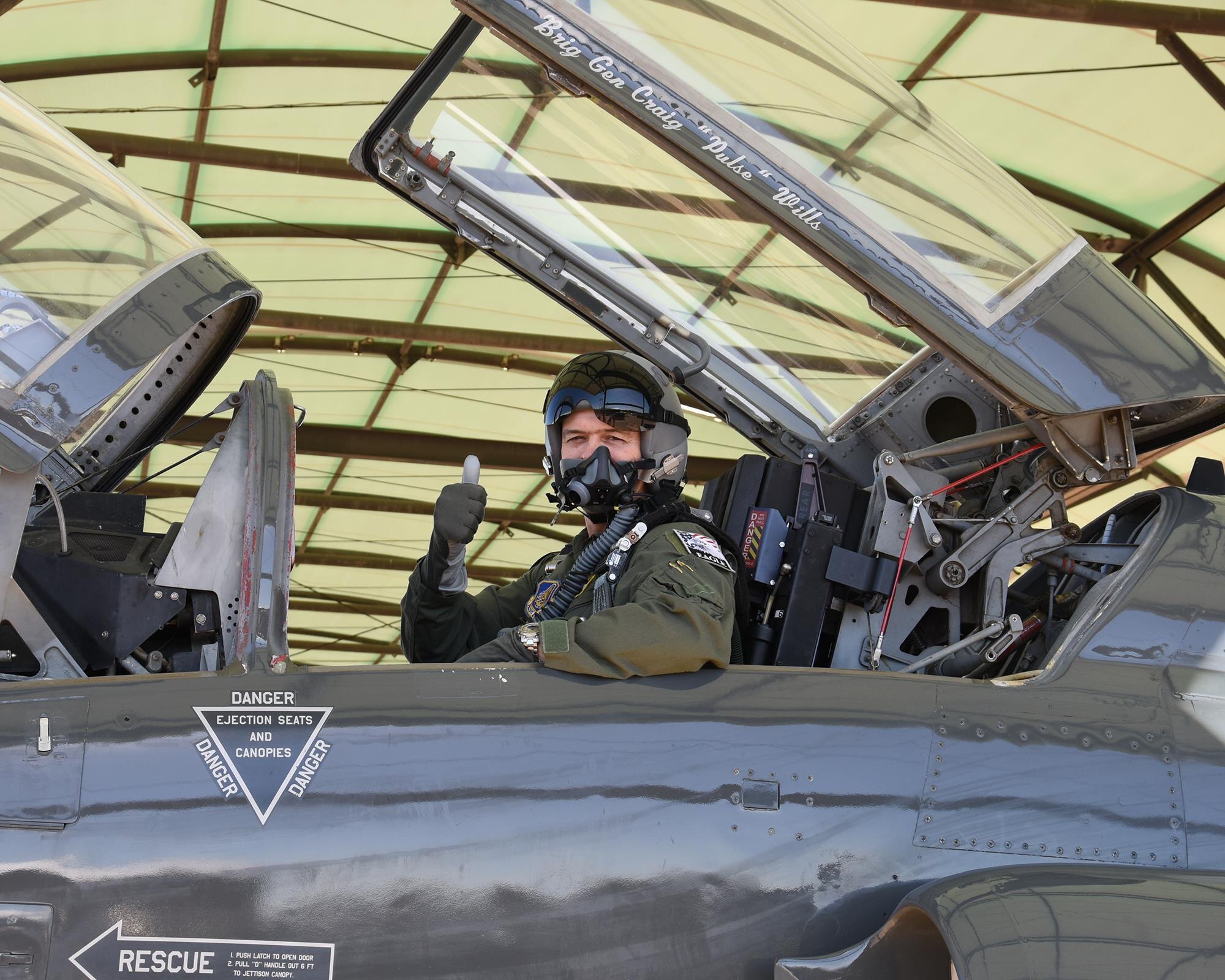 Brig. Gen. Craig Wills, Director of Strategic Plans, Requirements and Programs, Headquarters Pacific Air Forces, Joint Base Pearl Harbor-Hickam, Hawaii, prepares to take off in a T-38 Talon aircraft for an orientation flight March 10, 2017, at Columbus Air Force Base, Mississippi. Wills was the keynote speaker for Specialized Undergraduate Pilot Training Class 17-06’s graduation. 