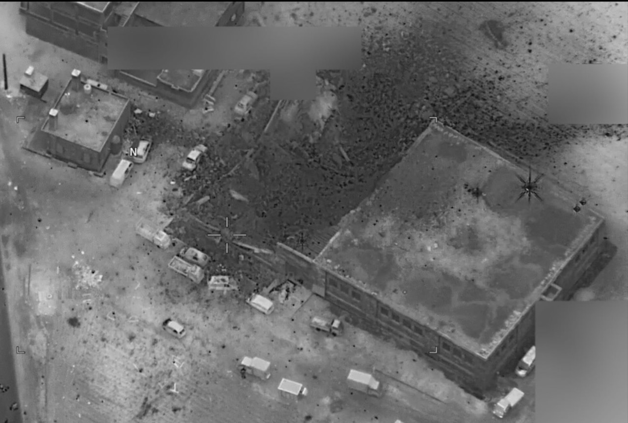Defense Department officials released this aerial photograph taken after a March 16, 2017, U.S. strike in Jinah, Syria. Military officials believe dozens of al-Qaida terrorist leaders were killed in the strike. The mosque in the left edge of the photo was not targeted, Pentagon spokesman Navy Capt. Jeff Davis told reporters at the Pentagon on March 17. DoD photo