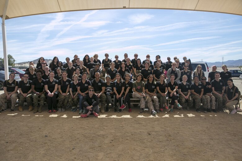 Spouses from 3rd Battalion, 4th Marines, 7th Marine Regiment, participated in the battalion’s Jane Wayne Day aboard Marine Corps Air Ground Combat Center, Twentynine Palms, Calif., March 8, 2017. (U.S. Marine Corps photo by Cpl. Julio McGraw)