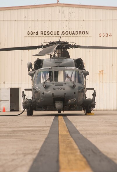 U.S. Air Force Airmen assigned to the 33rd Rescue Squadron demonstrate a fast-rope rescue March 15, 2017, at Kadena Air Base, Japan. Enlisted leaders across the services participated in a joint professional military education week, visiting multiple units across multiple services over the week. The joint aspect is designed to give those leaders a broadened perspective of what each branch is capable of. (U.S. Air Force photo by Airman 1st Class Quay Drawdy)