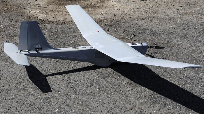 An Unmanned Aerial System does its functions checks before it takes off at Marine Corps Training Area Bellows on March 8, 2017. The UAS is mainly used for aerial reconnaissance and can also be used for observation, local security, targeting, and prosecuting.