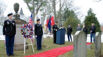 Maj. Gen. Troy D. Kok, commanding general of the U.S. Army Reserve’s 99th Regional Support Command, delivers remarks during the Presidential Wreath Laying event March 18 for President Grover Cleveland at Princeton Cemetery, New Jersey. Kok hosted and spoke at the event along with New Jersey State Senator Christopher “Kip” Bateman, Princeton Mayor Liz Lempert, and Mr. Robert J. Maguire, civilian aide to the Secretary of the Army for New Jersey.