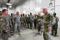 LTG Charles Luckey, right, Commanding General, U.S. Army Reserve, yells out his signature phrase “Keep Pounding!” to the first crews that qualified during Operation Cold Steel in a second visit to the exercise at Fort McCoy, Wisconsin, Mar. 18, 2017. Operation Cold Steel is the U.S. Army Reserve’s crew-served weapons qualification and validation exercise to ensure that America’s Army Reserve units and Soldiers are trained and ready to deploy on short-notice and bring combat-ready and lethal firepower in support of the Army and joint partners anywhere in the world. 475 crews with an estimated 1,600 Army Reserve Soldiers will certify in M2, M19 and M240 Bravo gunner platforms.
(U.S. Army Reserve photo by Master Sgt. Anthony L. Taylor)