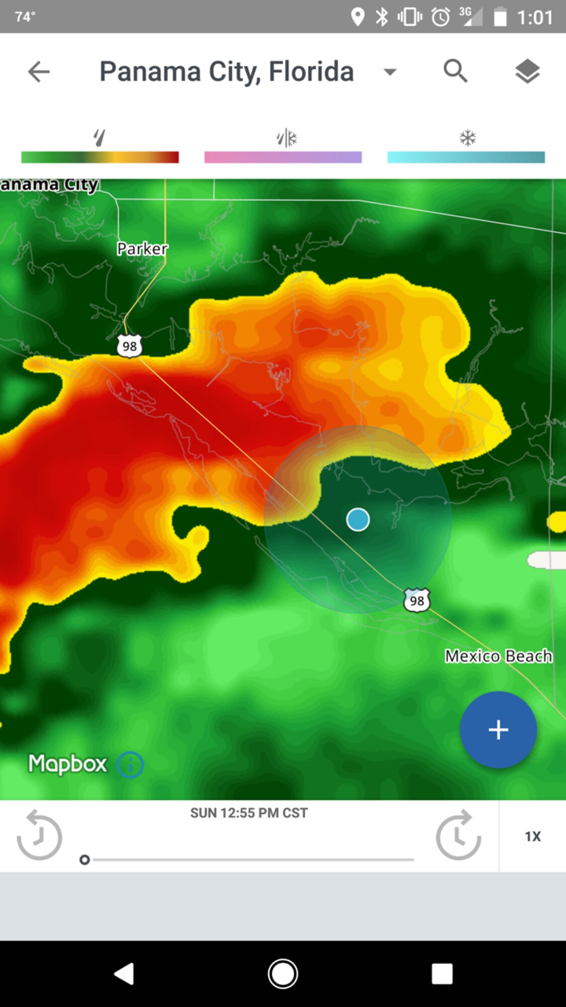 A storm approaches Panama City, Florida, January 22, 2017. This storm gave 911th Emergency Management members a chance to practice emergency procedures in a real life situation as they trained at nearby Tyndall Air Force Base, Florida. (U.S. Air Force courtesy screenshot)